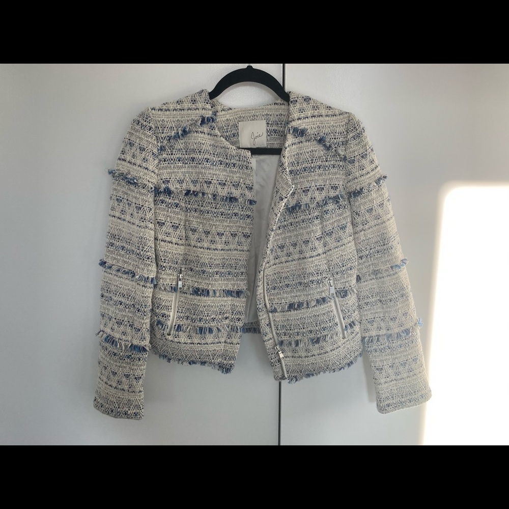 Blue white and silver tweed spring blazer jacket